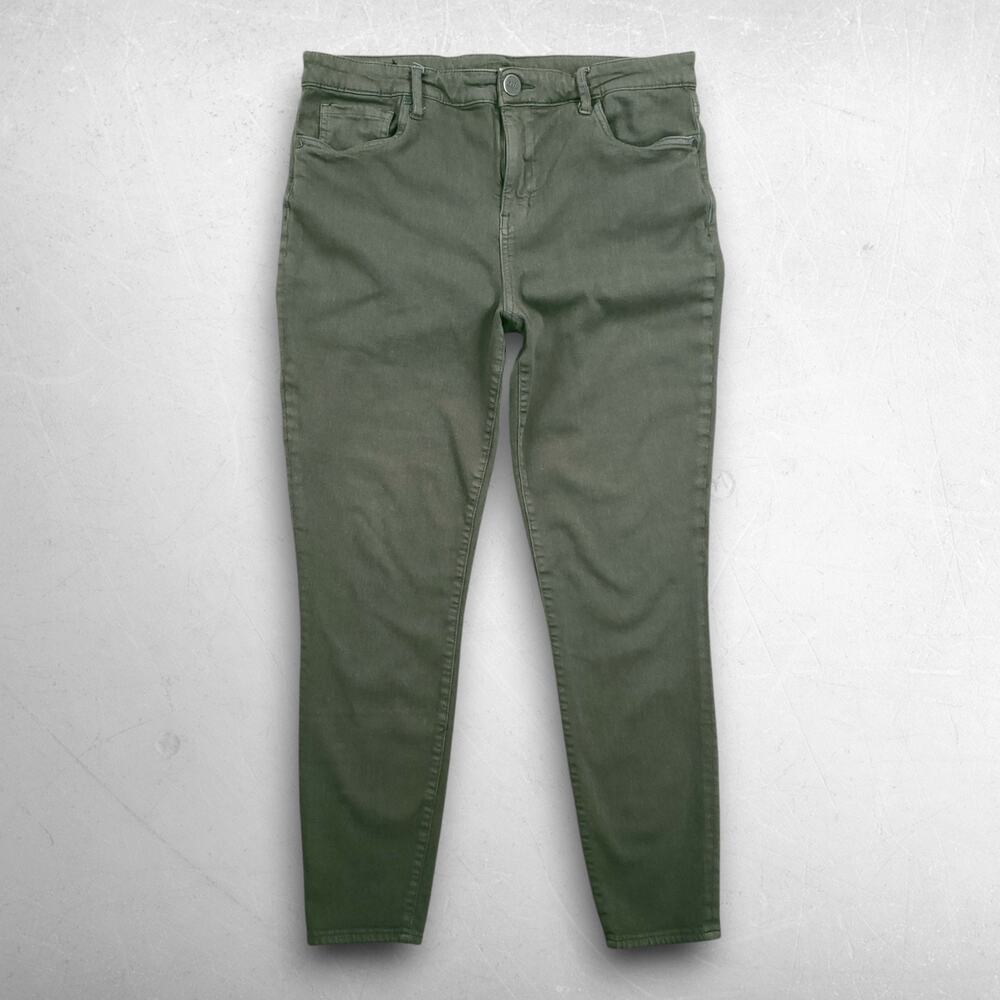 Kut from the Kloth High Rise Ankle Skinny Pants Women 12 Green Stretch Gorpcore‎